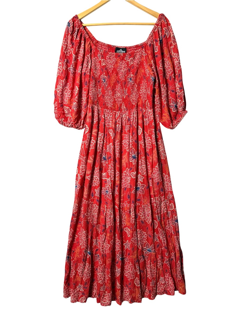 Angie Red Floral Smocked Maxi Dress MEDIUM / LARGE